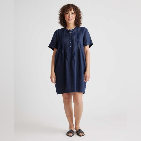 Quince 100% Linen Short Sleeve Swing Dress - Picture 1 of 9